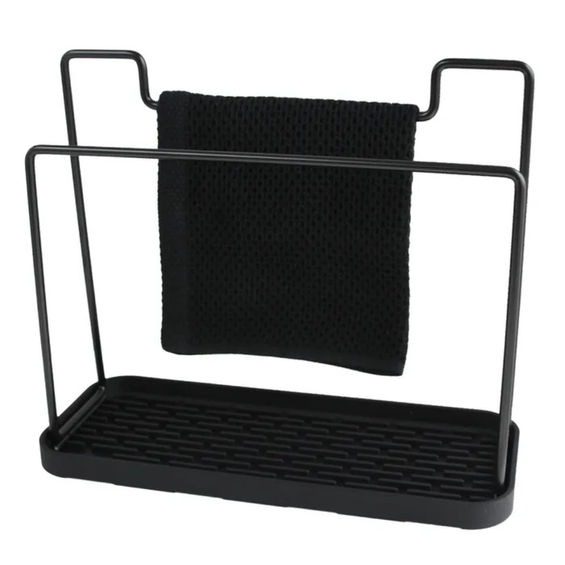 Dish Caddy - Black with Silicone Tray & Dishcloth