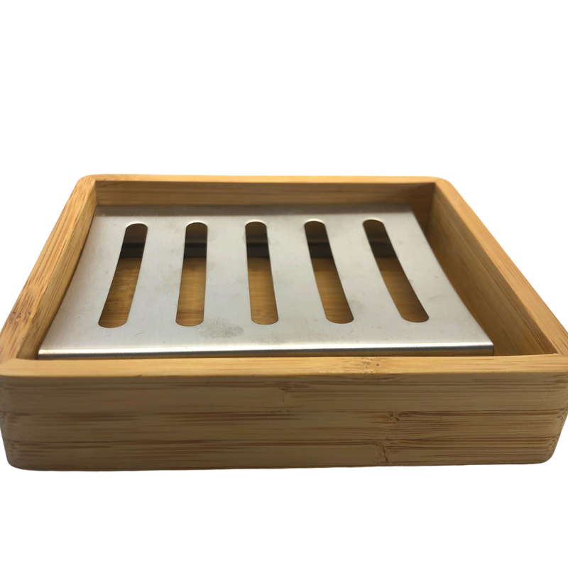 Soap Dish - Bamboo & Stainless Steel