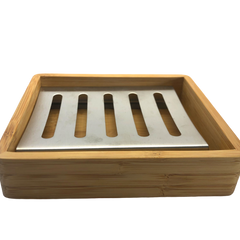 Soap Dish - Bamboo & Stainless Steel